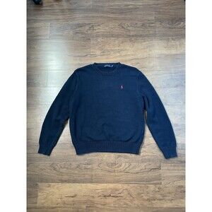 Ralph Lauren Polo Crewneck Sweater Men Size Large Navy Blue Cotton Size Large